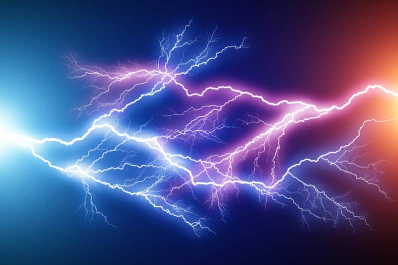 Blue and red lightning arc electric discharge ESD (Electrostatic Discharge) training courses from PIEK